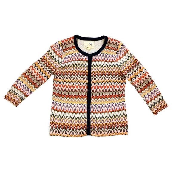 Anthropologie Tabitha Women’s Cardigan Sz M Chevron 100% Cotton Color - Picture 1 of 8